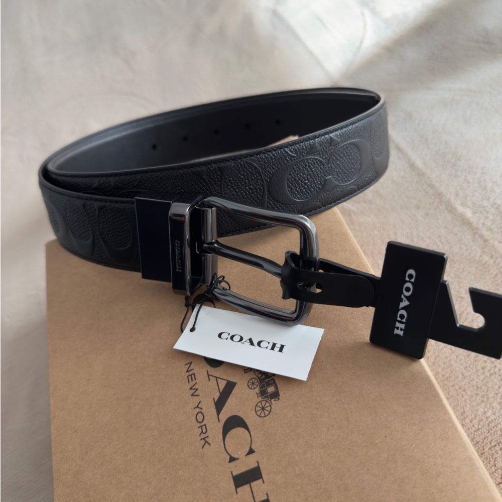 Coach Black Embossed Men's Reversible Belt